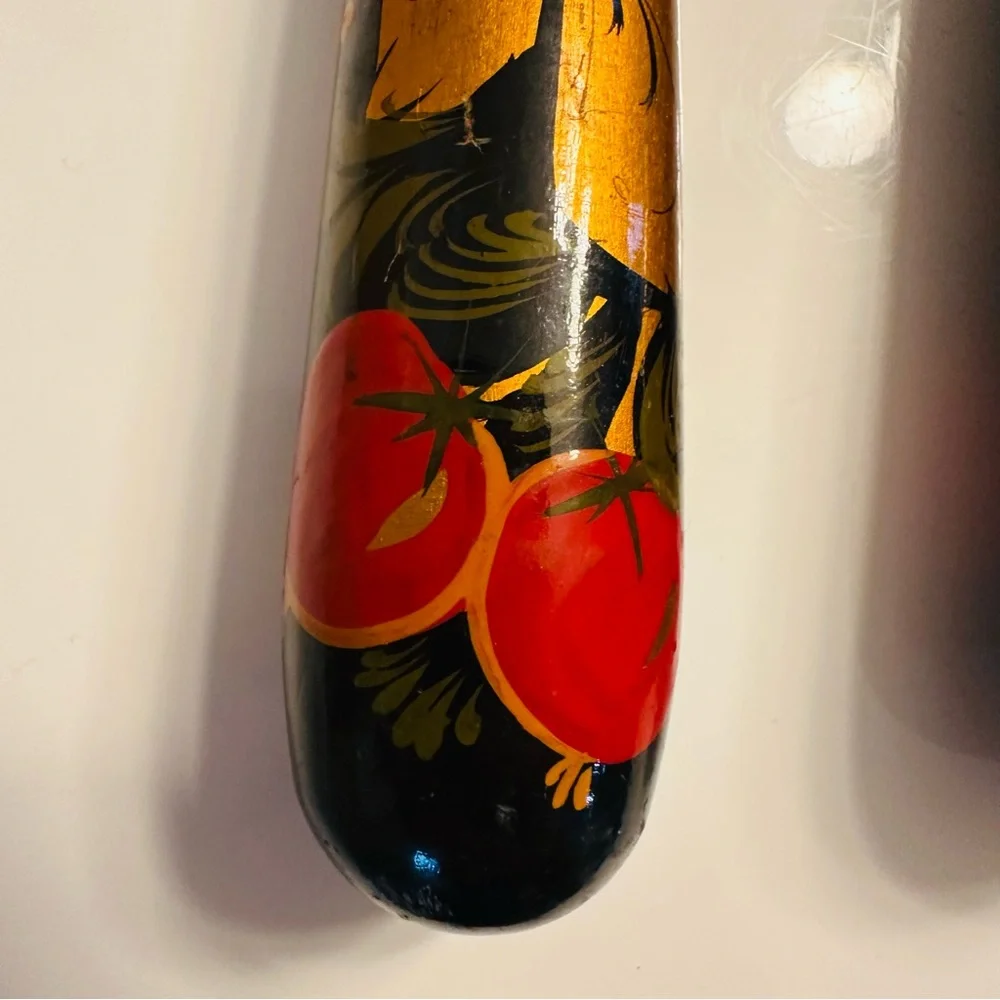 Vintage Khokhloma Knife Set USSR 5 piece decorative knife set Hand Painted